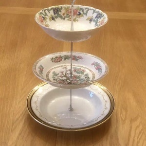 Vintage Afternoon Tea 3 Tier Cake Stands, using bowls so great for nibbles, sweets etc