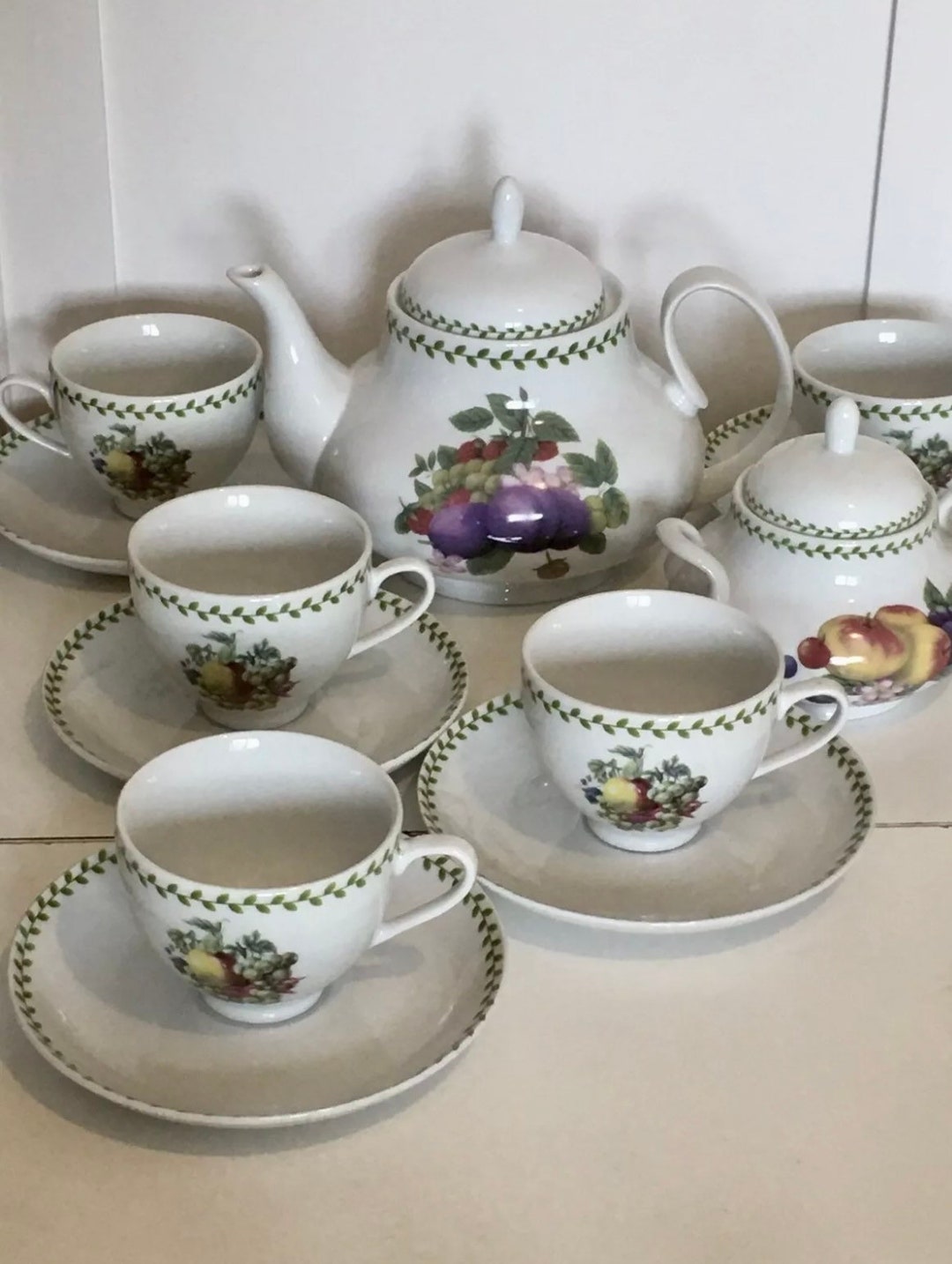 Portmeirion Stylewaterside Teapot Cups and Saucers Etc Individual