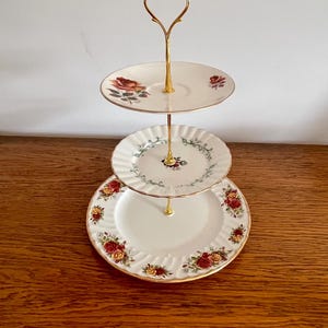 Beautiful Vintage china Three tier cake stand,