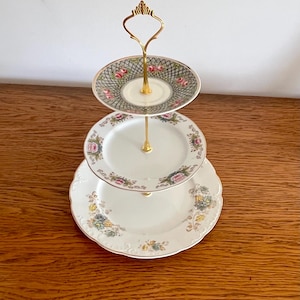 Beautiful Vintage china Three tier cake stand,