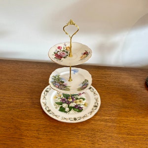 Stunning vintage 3 tier cake stand for afternoon tea, cream teas or gift
