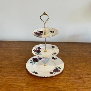 Beautiful Vintage china Three tier cake stand Roses - English china