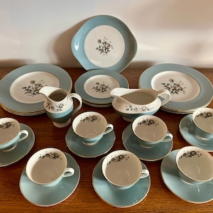 Royal Doulton Rise Elegans - dinner and side plates, cups and saucers, jugs, cake plate etc individual items
