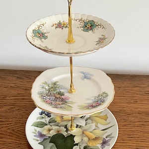 Tea for two Stunning vintage 3 tier cake stand for afternoon tea, cream teas or gift, A or B