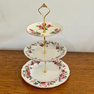 Beautiful Vintage china Three tier cake stand,