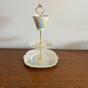 Stunning vintage 3 tier cake stand for afternoon tea, cream teas or gift,