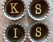 Vintage Typewriter Key 39 KISS 39 Bottle Cap Magnets-Set of 4