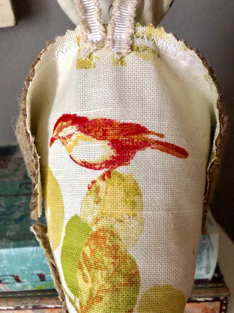 Burlap /& Botanical Cottage Chic Fabric Wall PocketHerb Pocket