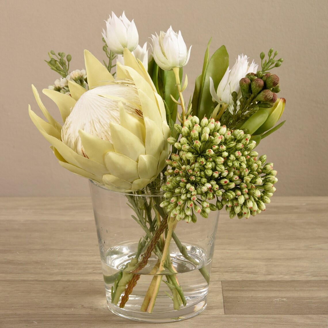 Silk Natural Looking Faux White Protea Flower Arrangement in A Etsy