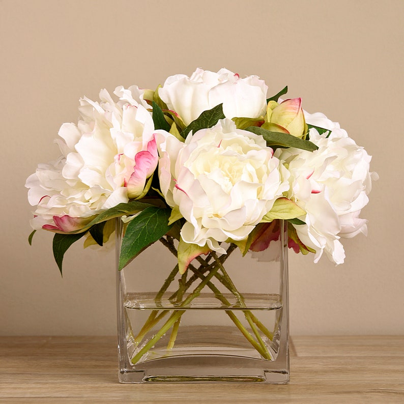 Silk Ultra REALISTIC Looking Artificial White Peony Flowers Etsy