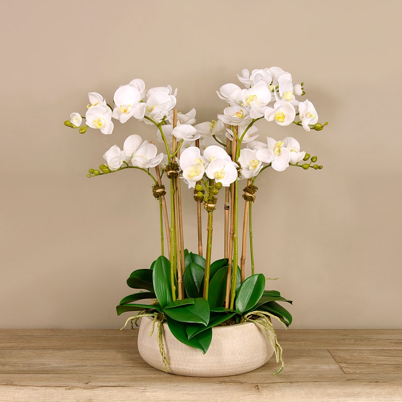 Ultra REALISTIC SILK Fake White Orchid Flower Arrangement With Etsy