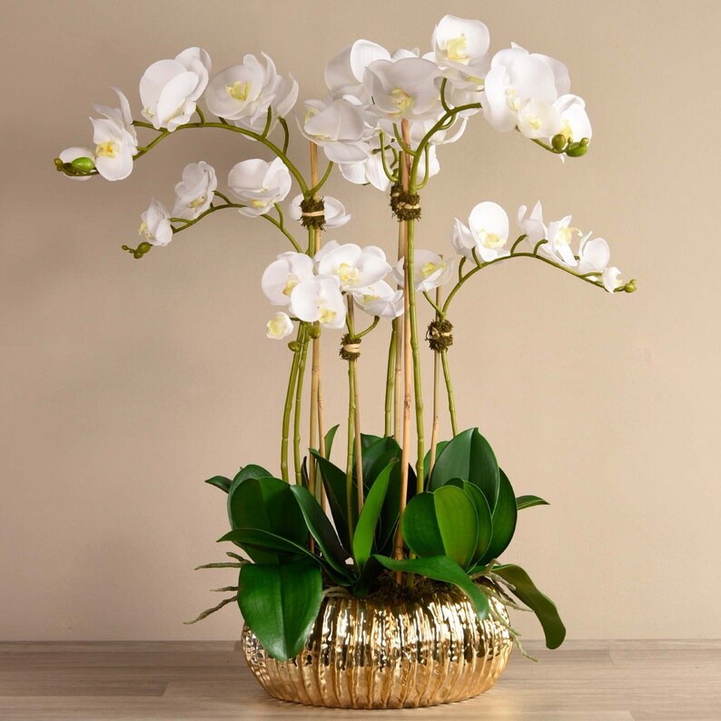 royal-silk-faux-white-orchid-flower-arrangement-with-gold-etsy