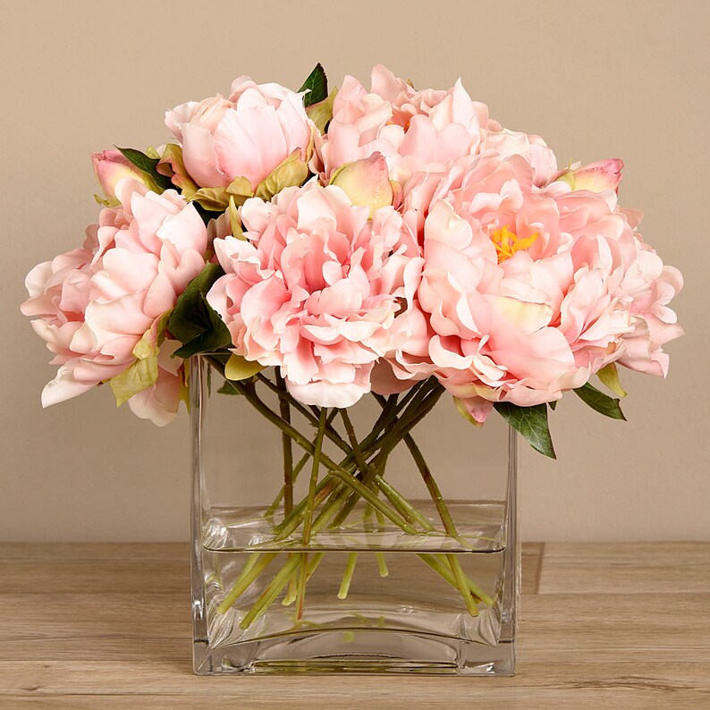 SILK Ultra REALISTIC Looking Artificial Pink Peony Flowers Etsy