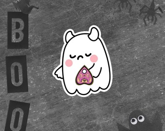 Ghost Sticker, Ghost with Planchette, Halloween Sticker, Bubble-free stickers