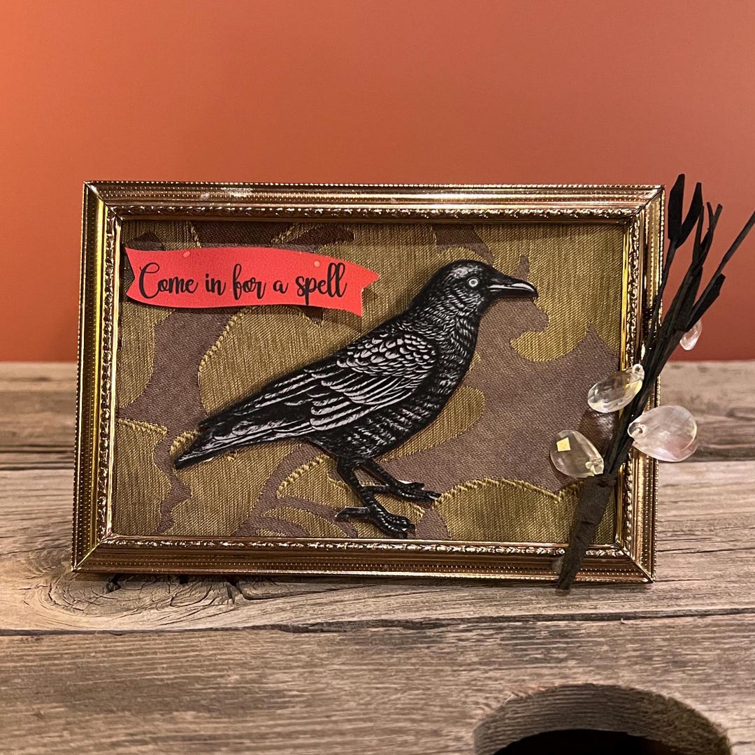 Crow Frame Upcycled Crow 3D Frame Decor - Etsy