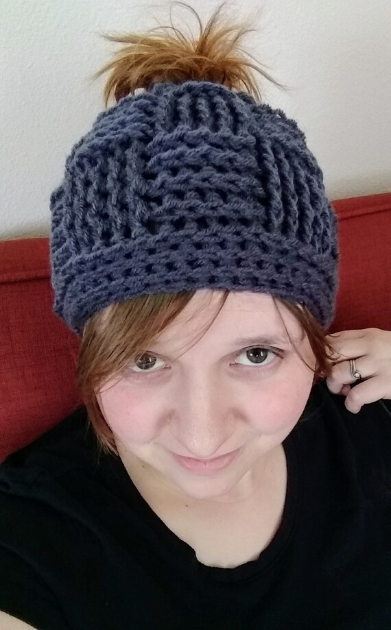 Messy Bun Hats Basket Weave Etsy