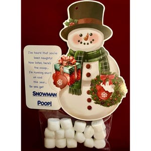 Regalo de relleno de calcetín de reemplazo de carbón travieso de caca de muñeco de nieve