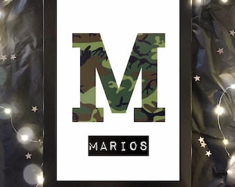 PERSONALISED CUSTOM NAME Wall Decal Sticker Vinyl NAVY SEALS CAMO ARMY PRINT