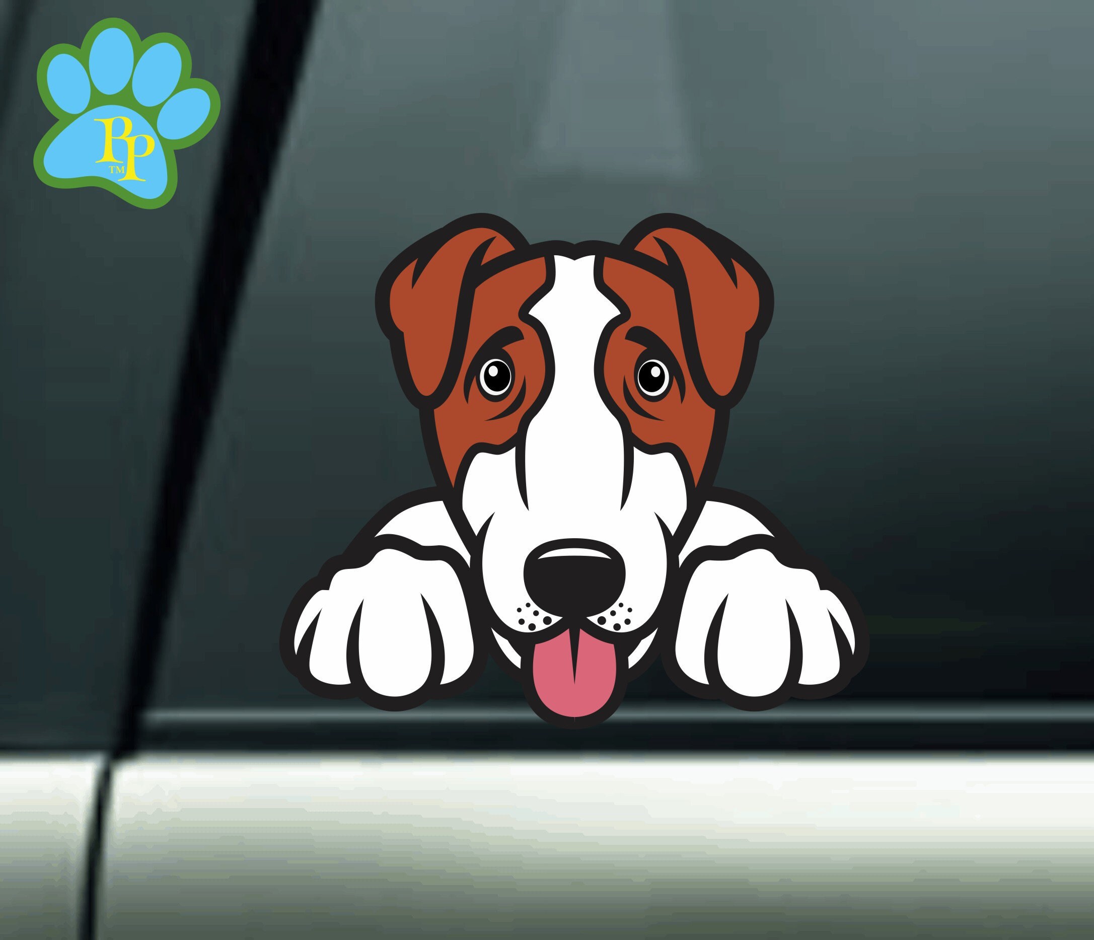 Jack Russell Terrier Peeking Car Decal Jack Russell Car Decal Etsy