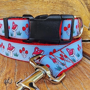 Mushroom Dog Collar, Leash, or Martingale- 1&quot; wide