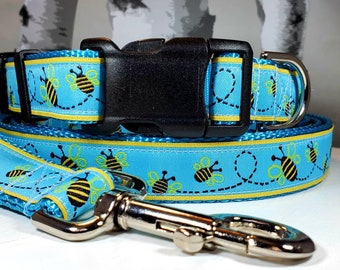 Bee Dog Collar, Martingale, Harness, or Leash