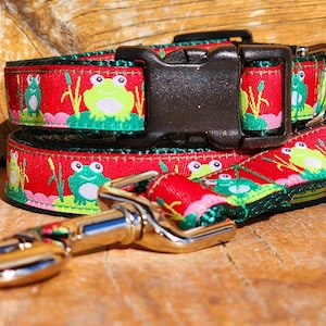 Frog Spring Dog Collar, Leash, Martingale, or Harness- 3/4" wide- Summer Dog Collar
