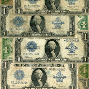 1923 Large Size Silver Certificate Blue Seal Horse blanket Note Old Rare US  Bill 1 Dollar 100 Years Old