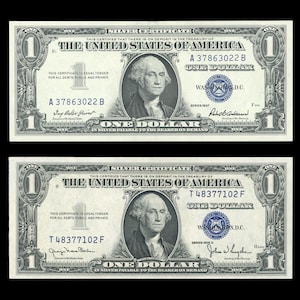 Set of 2 Silver certificates Series 1957 & 1935 Blue seal Old US Paper Money Money