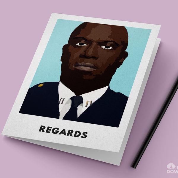 Cartão do Capitão Raymond Holt do Brooklyn Nine Nine / "Atenciosamente" / Download digital instantâneo de PDF para fácil impressão