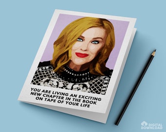 Moira Card / "You're Living an Exciting New Chapter In the Book on Tape of Your Life" / Instant PDF Digital Download for Easy Printing