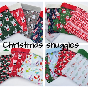 Christmas***10&quot; x 9.5&quot; Guinea pig bed * small animal bed*hedgehog** hide**soft fleece snuggle pouch**sack** guinea pig cosy**bag**