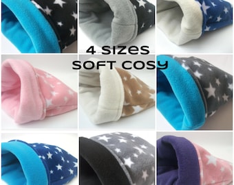 4 sizes ** FREE uk postage **small animal bed ,hedgehog**hamster,**soft fleece snuggle pouch** sack**guinea pig bed **hide **Sleeping bag