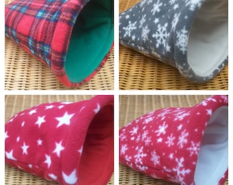 STAY OPEN ****4 sizes*Guinea pig bed * small animal bed*hedgehog** hide**soft fleece snuggle pouch**sack** guinea pig cosy**bag**