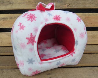 Cueva navideña de suave forro polar para conejillos de Indias, cama para cobayas, escondite para pequeños animales, casita, nido