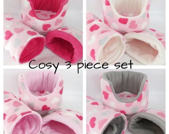 Juego de cama de 3 piezas de vellón suave ** Cama para conejillo de indias de 10" ** Con almohadilla extraíble ** Túnel ** Bolsa para acurrucarse ** Erizo de animales pequeños, etc.
