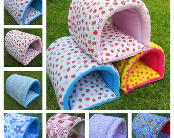 Guinea pig bed* Guinea pig tunnel**small Rabbit**Small animal bed**poly cotton and soft fleece Tunnel ** **hide **Hedgehog.Rat