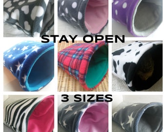 STAY OPEN ***4 sizes *** FREE uk postage ** small animal**hedgehog** hide**soft fleece snuggle pouch**sack** guinea pig bed **Sleeping bag**