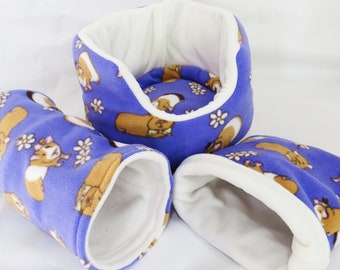 3 piece soft fleece bed set** 10"guinea pig bed**with removable pad **Tunnel ** snuggle pouch**small animal hedgehog etc