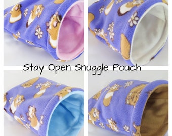 STAY OPEN ***4 sizes *Guinea pig bed ** small animal bed**hedgehog** hide**soft fleece snuggle pouch**sack** guinea pig cosy**Sleeping bag**