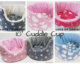 10" soft fleece cuddle cup** guinea pig bed**with removable pad **small animal hedgehog,skinny pig etc