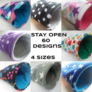 STAY OPEN ***4 sizes *Guinea pig bed ** small animal bed**hedgehog** hide**soft fleece snuggle pouch**sack** guinea pig cosy**Sleeping bag**