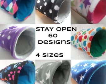 STAY OPEN ***4 sizes *Guinea pig bed ** small animal bed**hedgehog** hide**soft fleece snuggle pouch**sack** guinea pig cosy**Sleeping bag**