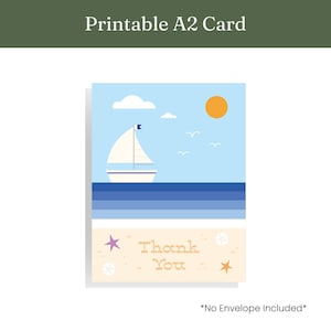 Sailboat Thank You Card: Printable Seaside Theme (A2 Digital Download)