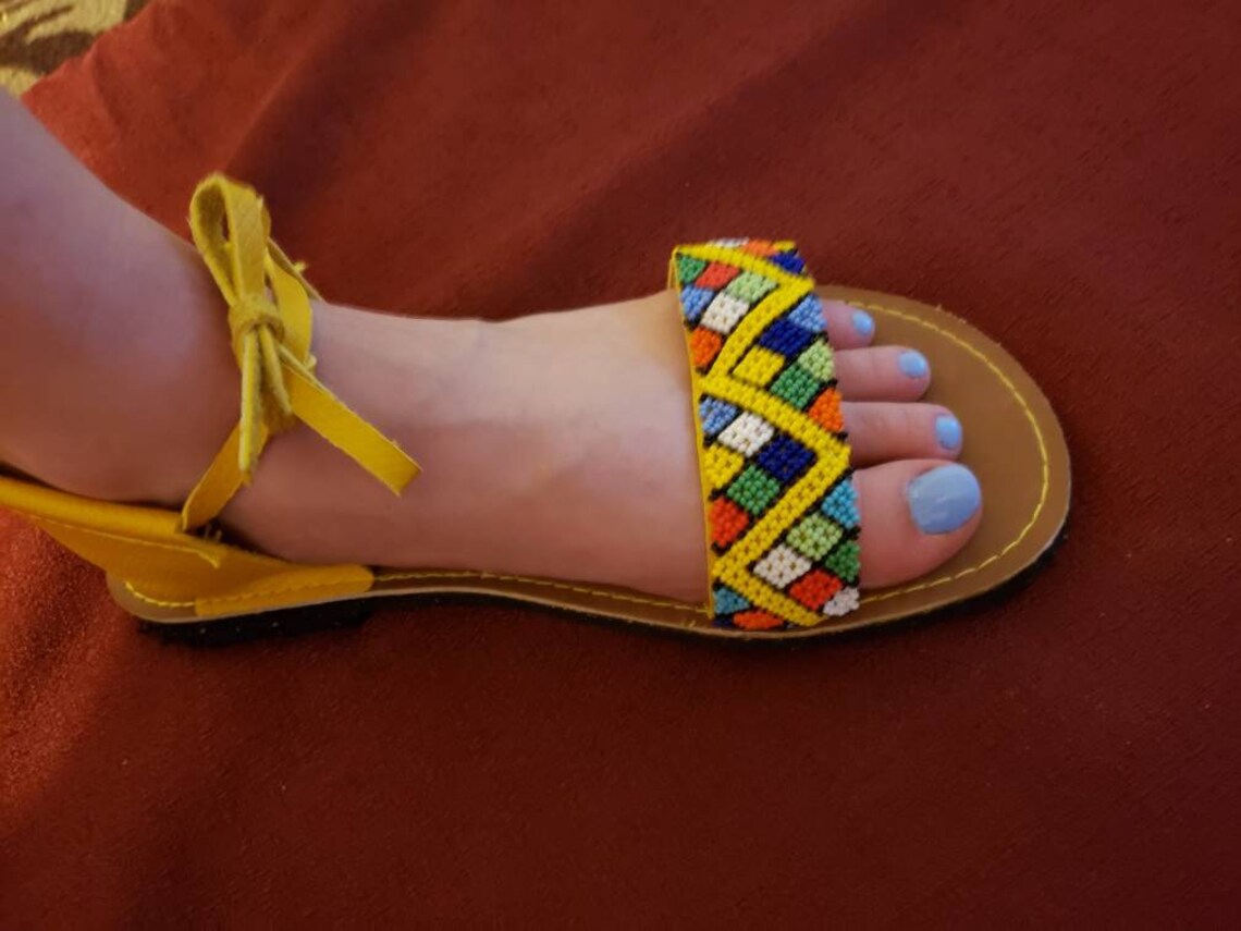 SandalssandalshoebeadedhandmadeSouth Africa uniqueflat Etsy