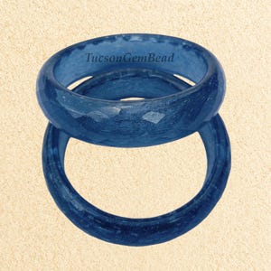 Blue Sapphire Bangles, Sapphire Quartz Bangle Bracelet, Faceted Single Cut, Hydro Glass Unique Jewelry