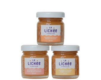 Trio caramel fleur de sel, caramel au beurre et caramel à l'érable La Lichée caramels à tartiner 40 ml