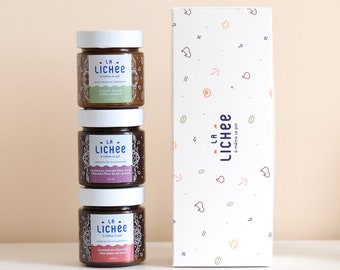 Coffret cadeau caramel au café, caramel au chocolat et caramel au chocolat fleur de sel La Lichée caramels à tartiner 275 g