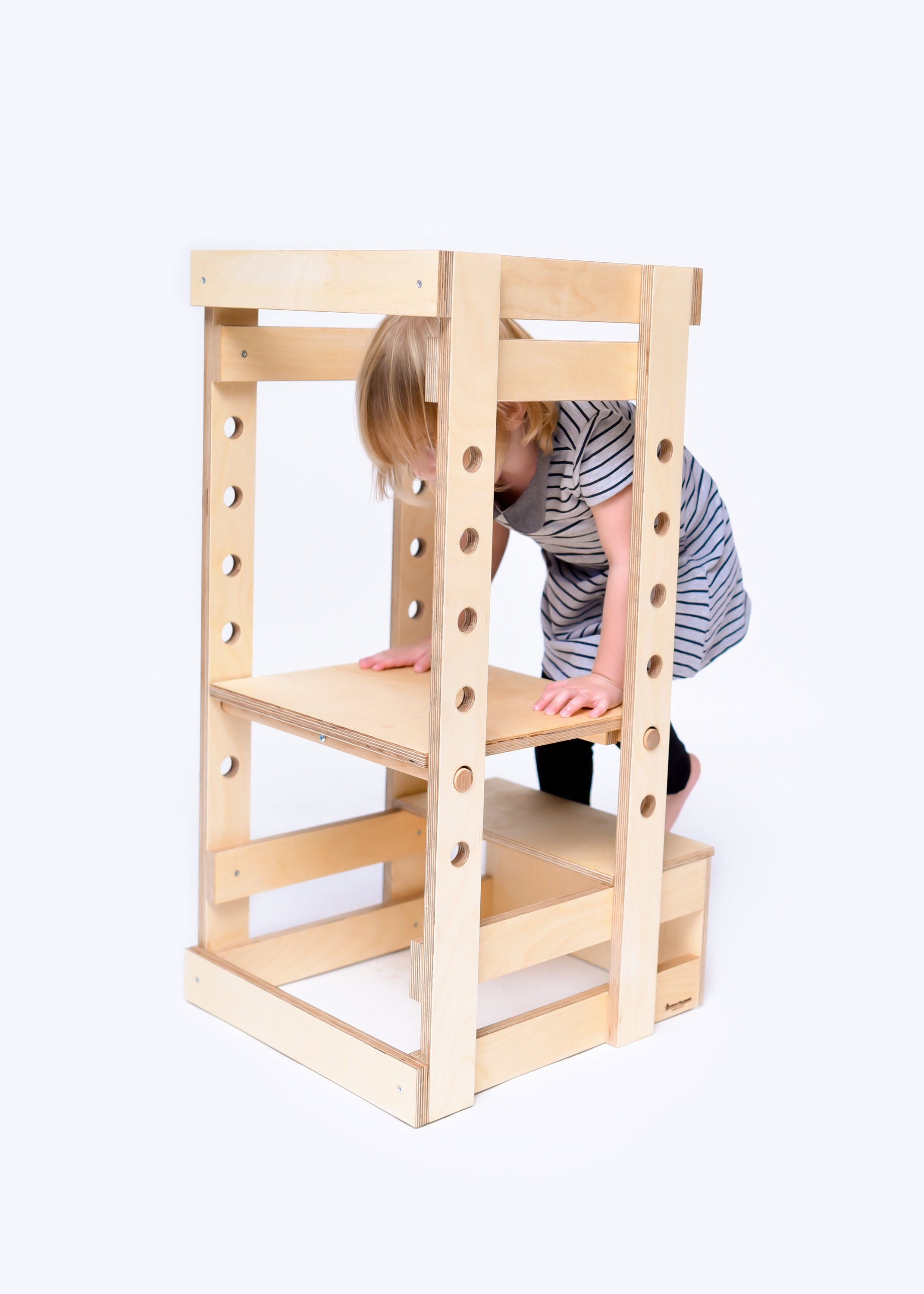 Sgabello Montessori con schienale Sedia didattica in legno per bambini  Torre della cucina Waldorf Palestrina trasformabile Regalo naturale per  bambini -  Italia