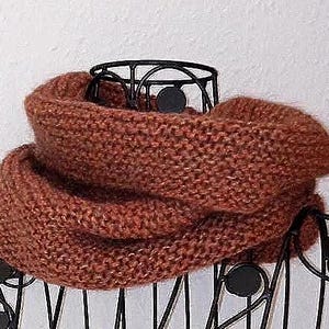 Écharpe tricotée, boucle, tricotée, col, écharpe, rouille/châtaigne, tricotée en laine douce, écharpe d'hiver, vêtements d'hiver