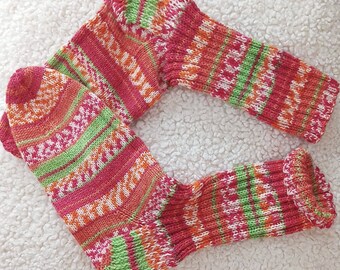 Socken, Gr. 38/39, handgestrickt, Wintersocken